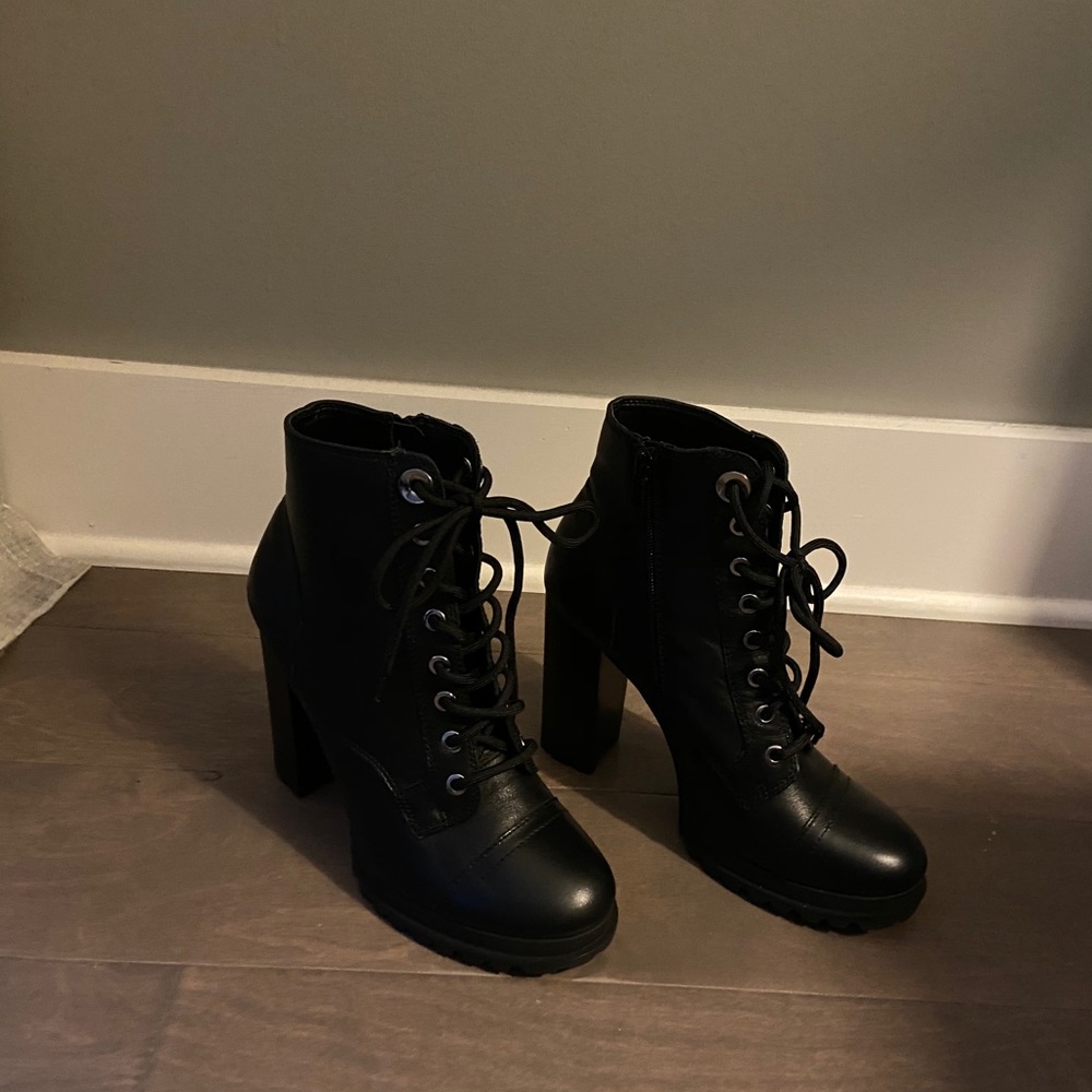 Aldo heeled combat boots.